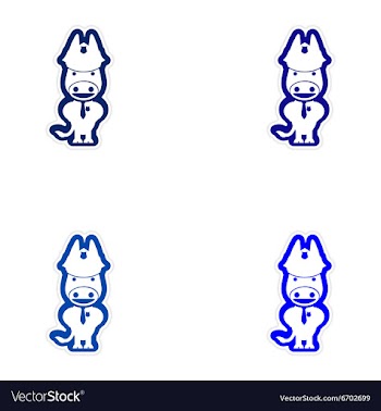 Set of paper stickers on white background donkey vector image