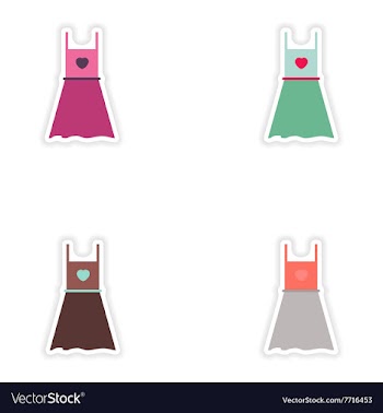 Set of paper stickers on white background dress vector image