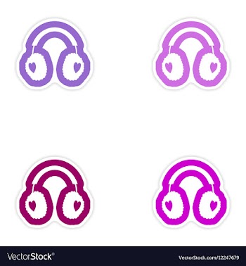 Set of paper stickers on white background earmuffs vector image