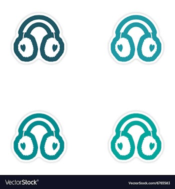 Set of paper stickers on white background earmuffs vector image