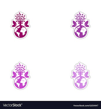 Set of paper stickers on white background Earth vector image