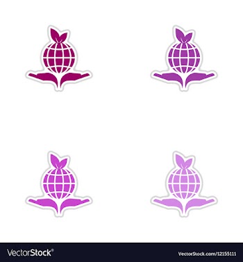 Set of paper stickers on white background Earth vector image