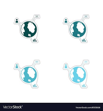 Set of paper stickers on white background Earth vector image