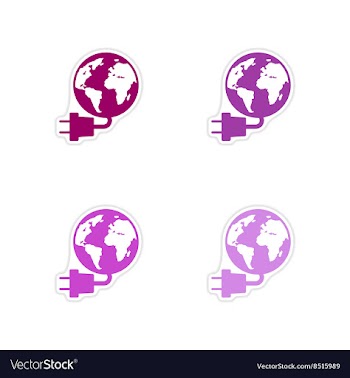 Set of paper stickers on white background earth vector image
