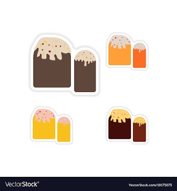 Set of paper stickers on white background Easter vector image