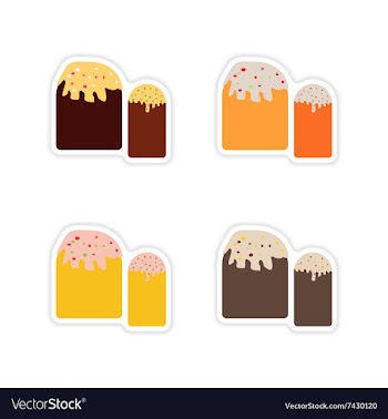 Set of paper stickers on white background Easter vector image