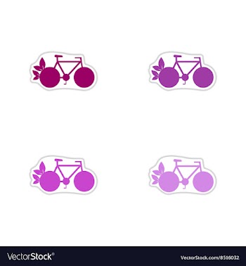 Set of paper stickers on white background eco bike vector image
