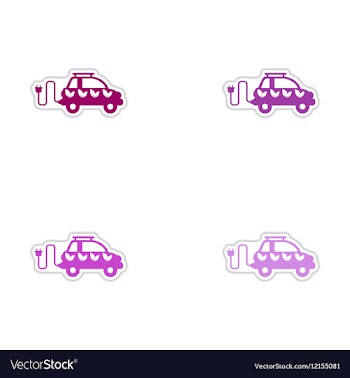 Set of paper stickers on white background eco car vector image