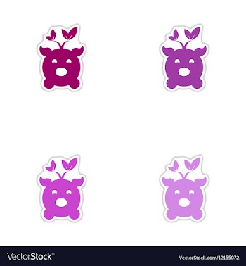 Set of paper stickers on white background eco pig vector image