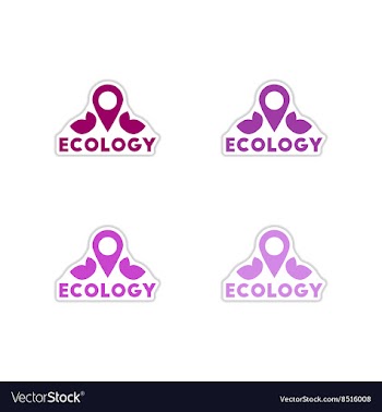 Set of paper stickers on white background eco vector image