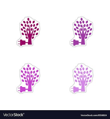 Set of paper stickers on white background eco vector image