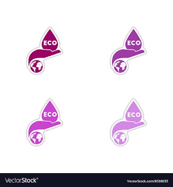 Set of paper stickers on white background eco vector image