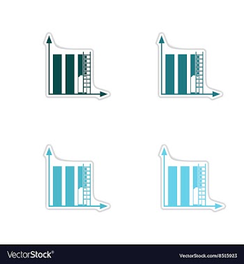 Set of paper stickers on white background economic vector image