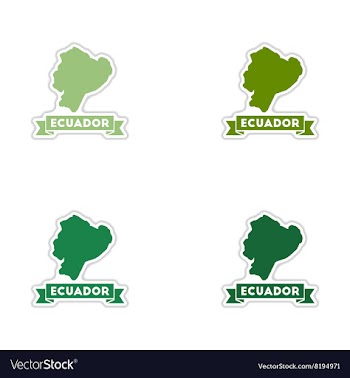 Set of paper stickers on white background Ecuador vector image