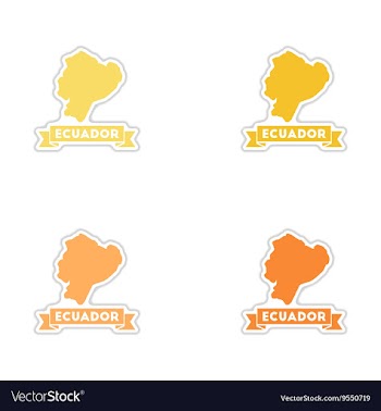 Set of paper stickers on white background Ecuador vector image