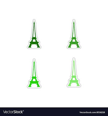 Set of paper stickers on white background Eiffel vector image