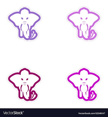 Set of paper stickers on white background elephant vector image
