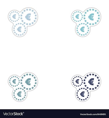 Set of paper stickers on white background Euro vector image