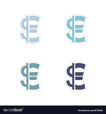Set of paper stickers on white background Euro vector image