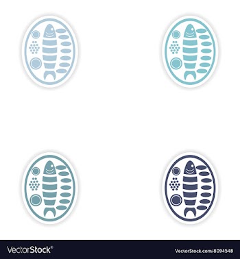 Set of paper stickers on white background fish vector image