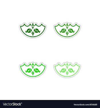 Set of paper stickers on white background fish vector image