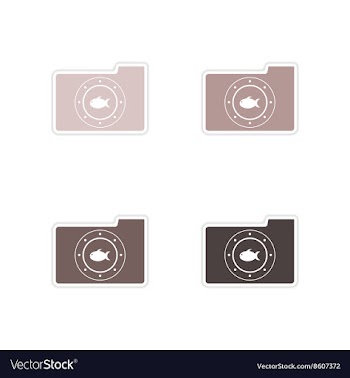 Set of paper stickers on white background fish vector image