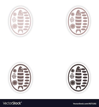 Set of paper stickers on white background fish vector image