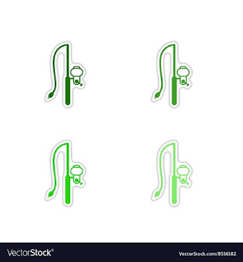 Set of paper stickers on white background fishing vector image