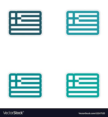 Set of paper stickers on white background flag of vector image