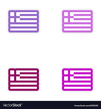 Set of paper stickers on white background flag of vector image