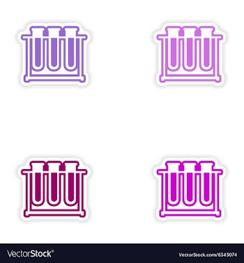 Set of paper stickers on white background flask in vector image