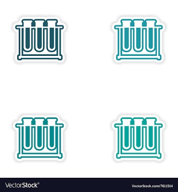 Set of paper stickers on white background flask in vector image