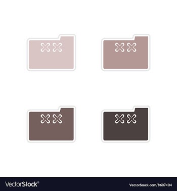Set of paper stickers on white background folder vector image