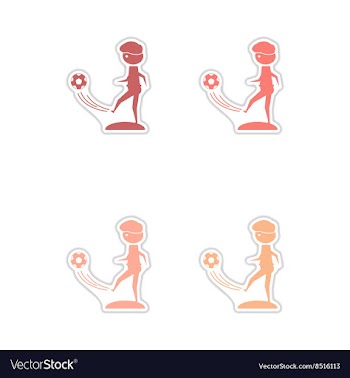 Set of paper stickers on white background football vector image