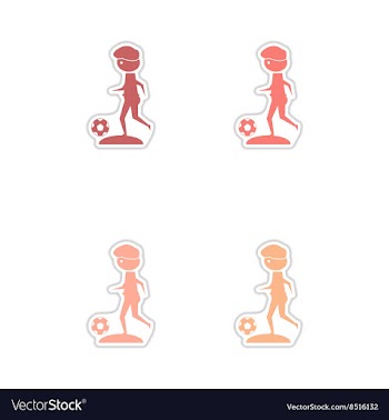 Set of paper stickers on white background football vector image