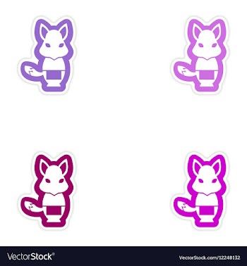 Set of paper stickers on white background fox vector image