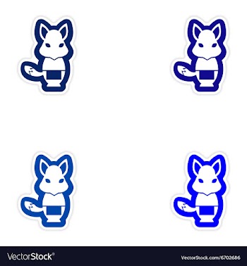 Set of paper stickers on white background fox vector image