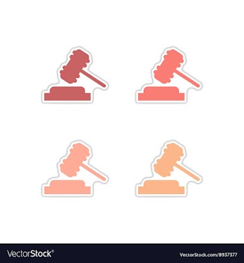 Set of paper stickers on white background gavel vector image