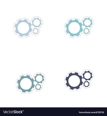 Set of paper stickers on white background gears vector image