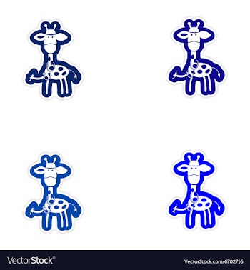 Set of paper stickers on white background giraffe vector image