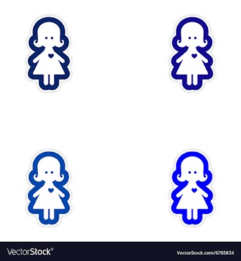 Set of paper stickers on white background girl in vector image