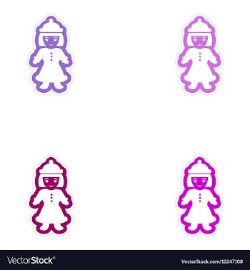 Set of paper stickers on white background Girl vector image