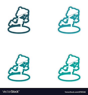 Set of paper stickers on white background Girl vector image