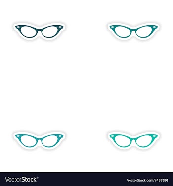 Set of paper stickers on white background glasses vector image