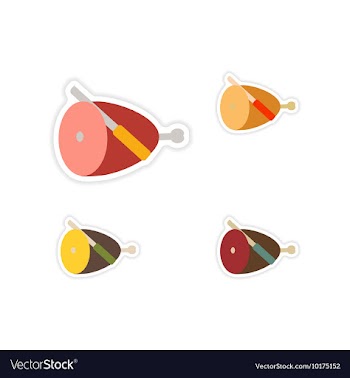 Set of paper stickers on white background ham and vector image