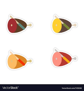 Set of paper stickers on white background ham and vector image