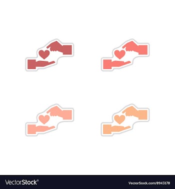 Set of paper stickers on white background hands vector image