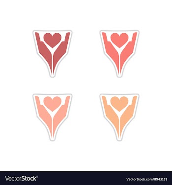Set of paper stickers on white background hands vector image