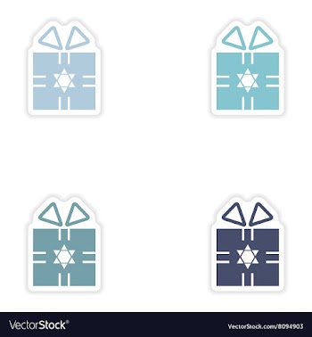 Set of paper stickers on white background Hanukkah vector image