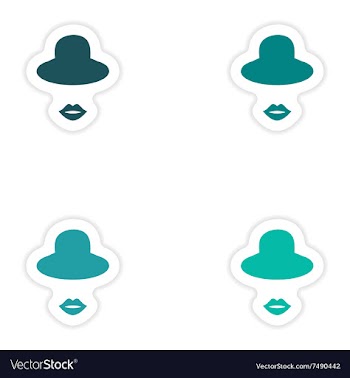 Set of paper stickers on white background hat lips vector image